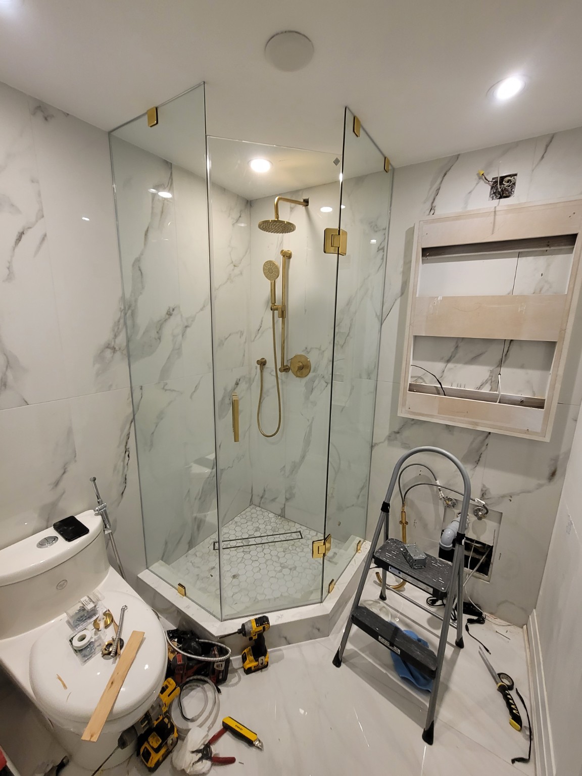 Finished bathroom and custom shower renovation